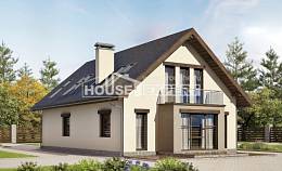 185-005-Л Проект двухэтажного дома мансардой, гараж, современный загородный дом из бризолита Кокшетау, House Expert