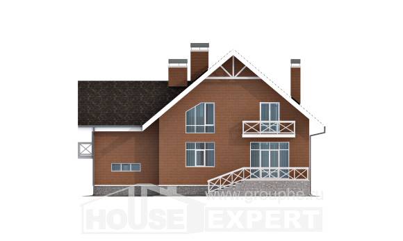 215-001-П Проект двухэтажного дома мансардой и гаражом, уютный дом из газосиликатных блоков, House Expert