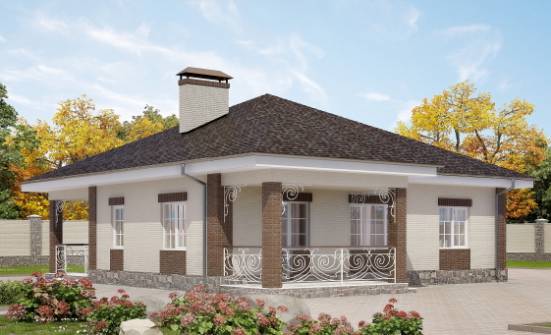 100-004-Л Проект одноэтажного дома, скромный загородный дом из бризолита Темиртау | Проекты одноэтажных домов от House Expert