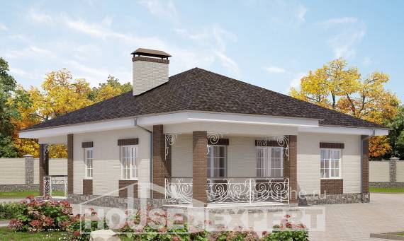 100-004-Л Проект одноэтажного дома, классический дом из арболита Туркестан, House Expert