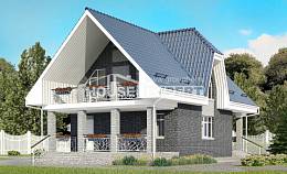 125-002-Л Проект двухэтажного дома с мансардой и гаражом, классический загородный дом из газобетона, Экибастуз
