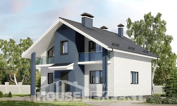 150-005-П Проект двухэтажного дома мансардный этаж, экономичный домик из блока Кызылорда, House Expert