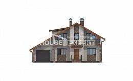 180-008-Л Проект двухэтажного дома с мансардным этажом и гаражом, красивый коттедж из блока, Кызылорда