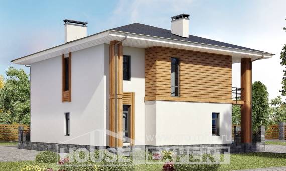 180-015-П Проект двухэтажного дома, современный загородный дом из твинблока, House Expert