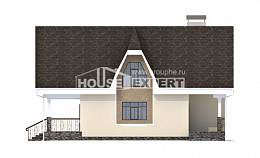 125-001-Л Проект двухэтажного дома с мансардным этажом, простой домик из керамзитобетонных блоков, Алма-Ата