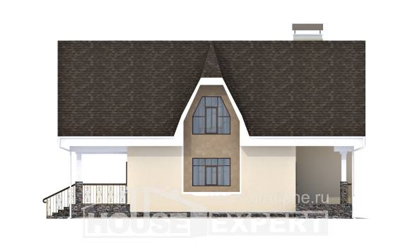 125-001-Л Проект двухэтажного дома с мансардным этажом, простой домик из керамзитобетонных блоков, Алма-Ата
