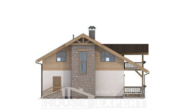 150-004-П Проект двухэтажного дома с мансардой, современный коттедж из теплоблока, Тараз