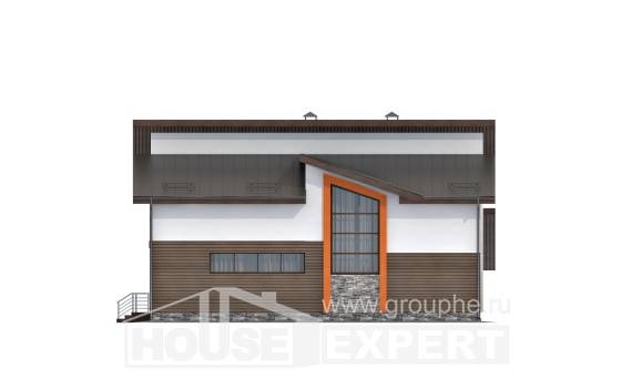 200-010-П Проект двухэтажного дома мансардой, гараж, красивый коттедж из газосиликатных блоков, Рудный