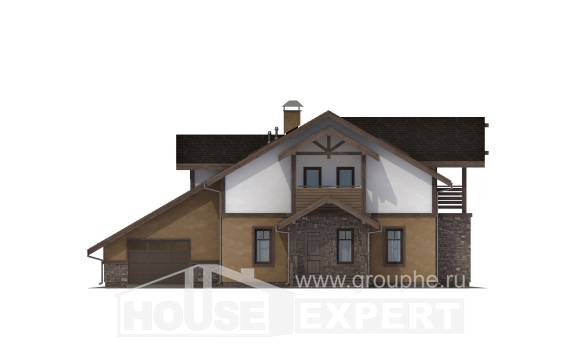 180-011-Л Проект двухэтажного дома мансардой и гаражом, просторный домик из блока, Жанаозен