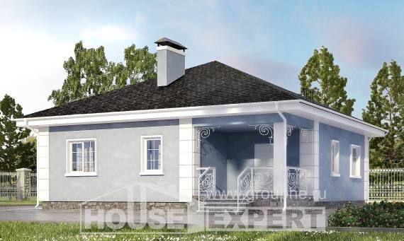 100-001-П Проект одноэтажного дома, бюджетный коттедж из пеноблока Актау, House Expert