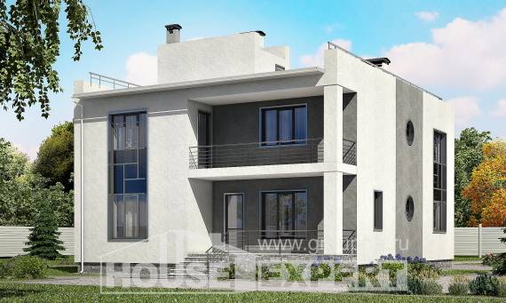 255-001-П Проект двухэтажного дома и гаражом, современный коттедж из газобетона Актобе, House Expert