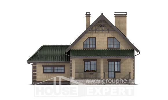 160-007-П Проект двухэтажного дома с мансардным этажом, гараж, классический коттедж из твинблока Алма-Ата, House Expert
