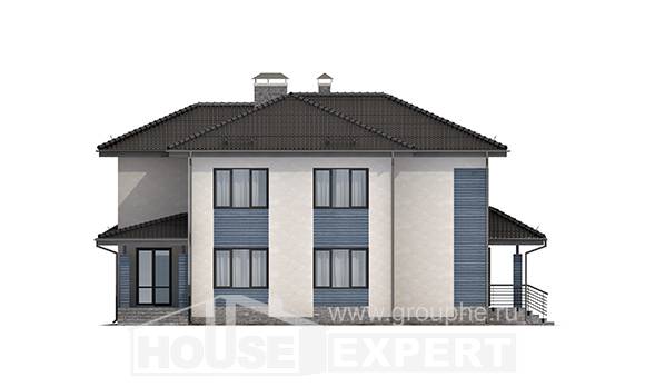 340-005-П Проект двухэтажного дома и гаражом, современный дом из теплоблока Экибастуз, House Expert