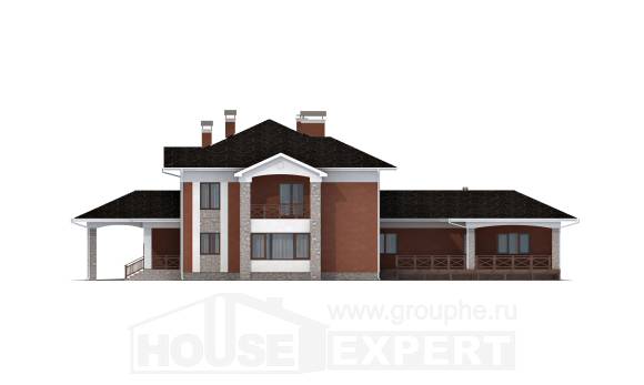 400-002-Л Проект двухэтажного дома и гаражом, просторный загородный дом из кирпича Шымкент, House Expert