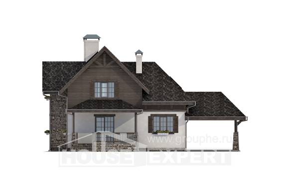 160-002-Л Проект двухэтажного дома мансардой, гараж, бюджетный коттедж из твинблока Уральск, House Expert