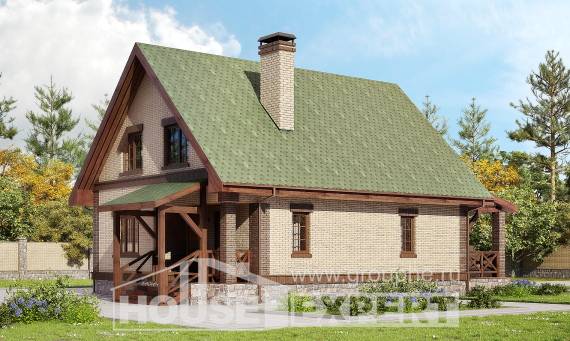 160-011-П Проект двухэтажного дома мансардой, небольшой коттедж из газосиликатных блоков Павлодар, House Expert