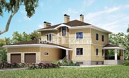 350-002-Л Проект трехэтажного дома и гаражом, классический загородный дом из кирпича Кокшетау, House Expert