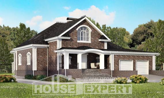 490-001-П Проект трехэтажного дома с мансардой, гараж, современный домик из кирпича Тараз, House Expert