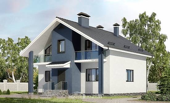 150-005-П Проект двухэтажного дома с мансардой, компактный дом из керамзитобетонных блоков, Шымкент