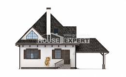 110-002-Л Проект двухэтажного дома с мансардным этажом и гаражом, бюджетный коттедж из теплоблока Караганда, House Expert