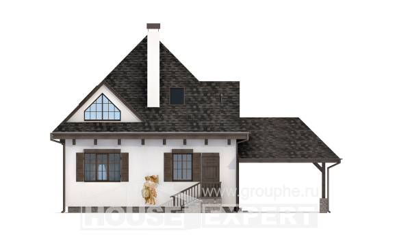 110-002-Л Проект двухэтажного дома с мансардным этажом и гаражом, бюджетный коттедж из теплоблока Караганда, House Expert