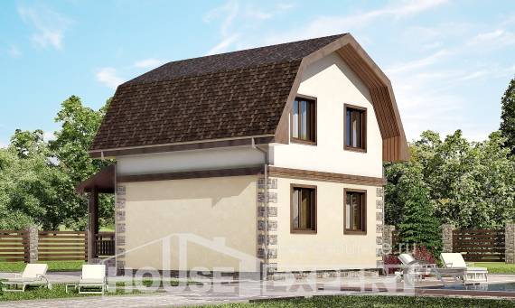 070-004-П Проект двухэтажного дома с мансардой, маленький коттедж из блока, Талдыкорган