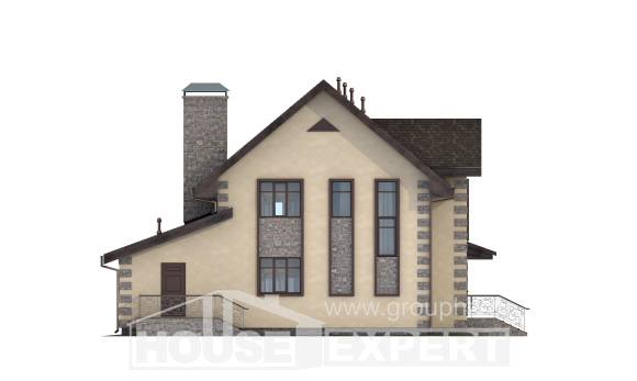 160-004-П Проект двухэтажного дома и гаражом, компактный дом из газосиликатных блоков Жанаозен, House Expert