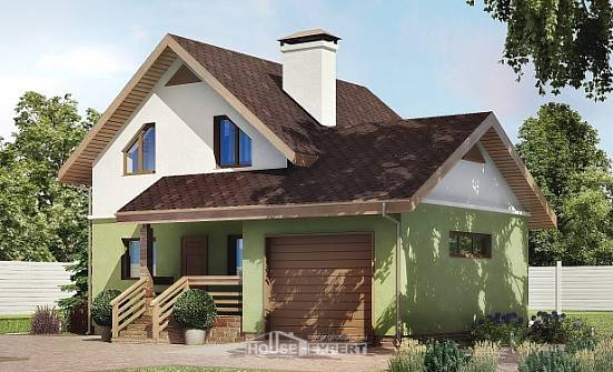 120-002-П Проект двухэтажного дома мансардный этаж, гараж, современный домик из теплоблока Алма-Ата | Проекты домов от House Expert