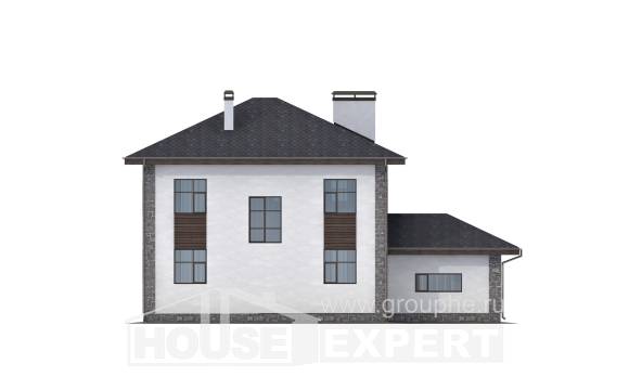 185-004-Л Проект двухэтажного дома, гараж, красивый загородный дом из газосиликатных блоков Петропавловск, House Expert