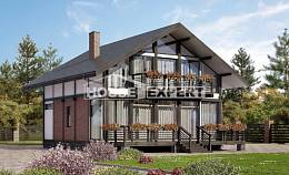 170-007-П Проект двухэтажного дома с мансардным этажом, доступный домик из дерева Туркестан, House Expert