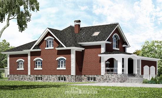 600-001-П Проект трехэтажного дома с мансардой и гаражом, красивый дом из поризованных блоков, Кокшетау