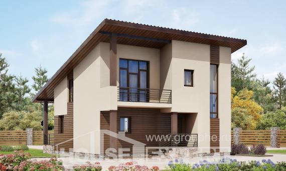 140-005-Л Проект двухэтажного дома с мансардой, простой дом из газосиликатных блоков Кызылорда, House Expert