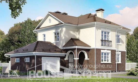 190-002-Л Проект двухэтажного дома и гаражом, классический домик из пеноблока Атырау, House Expert