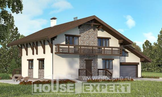 280-001-П Проект двухэтажного дома мансардой, гараж, красивый коттедж из кирпича Шымкент, House Expert