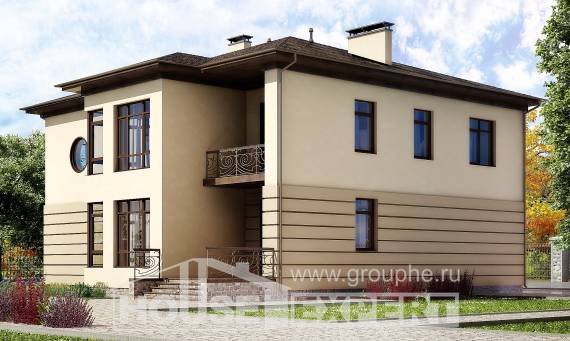 300-006-П Проект двухэтажного дома и гаражом, большой загородный дом из кирпича Туркестан, House Expert