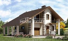 150-003-Л Проект двухэтажного дома с мансардой и гаражом, современный коттедж из пеноблока, Караганда