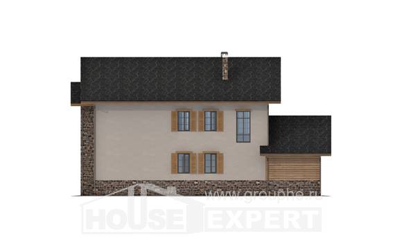 200-005-Л Проект двухэтажного дома, гараж, простой домик из пеноблока Кокшетау, House Expert