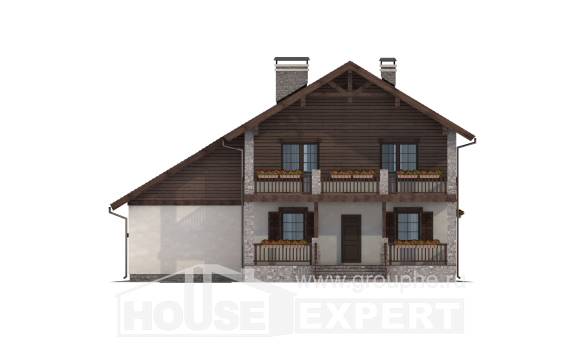 200-003-П Проект двухэтажного дома и гаражом, классический дом из твинблока Темиртау, House Expert