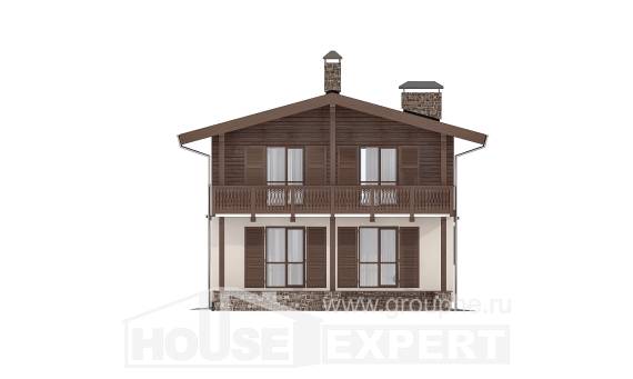 150-016-Л Проект двухэтажного дома с мансардным этажом, скромный домик из газосиликатных блоков Алма-Ата, House Expert