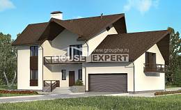 300-002-П Проект двухэтажного дома с мансардой и гаражом, современный коттедж из керамзитобетонных блоков, House Expert