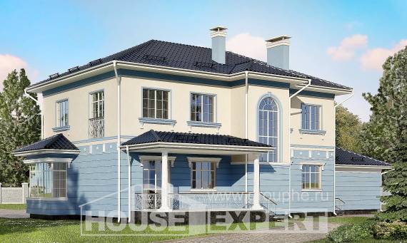285-003-Л Проект двухэтажного дома и гаражом, большой коттедж из кирпича Туркестан, House Expert