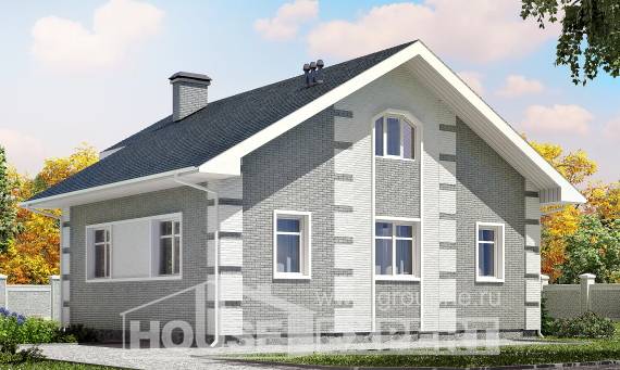 115-001-Л Проект двухэтажного дома мансардой, небольшой загородный дом из керамзитобетонных блоков, Шымкент