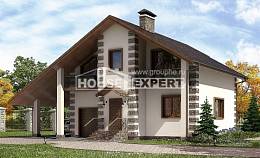 150-003-Л Проект двухэтажного дома мансардой и гаражом, классический дом из дерева Кокшетау, House Expert