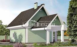 140-003-Л Проект двухэтажного дома с мансардой и гаражом, классический домик из блока Актау, House Expert