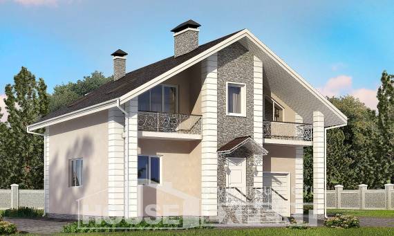 150-002-П Проект двухэтажного дома с мансардным этажом и гаражом, простой домик из газобетона, Павлодар