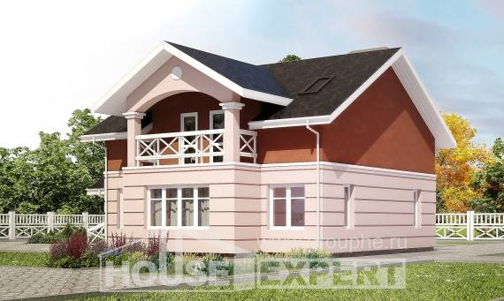 155-009-Л Проект двухэтажного дома мансардный этаж, простой дом из газобетона, Уральск