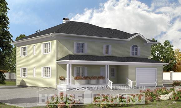 410-002-Л Проект двухэтажного дома, гараж, большой коттедж из бризолита, House Expert