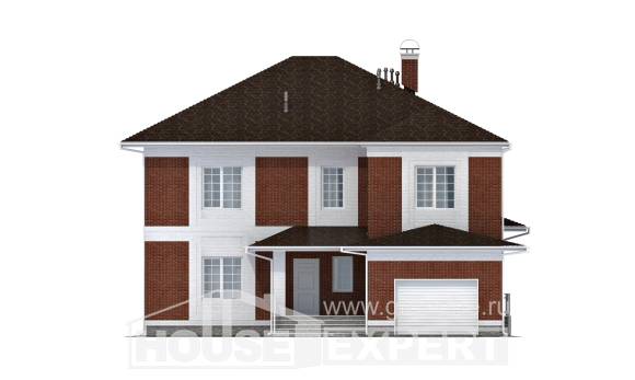 315-001-П Проект двухэтажного дома и гаражом, классический загородный дом из кирпича, Семей