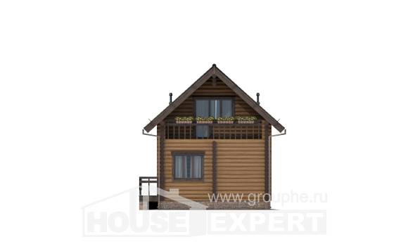 080-003-П Проект двухэтажного дома, скромный загородный дом из бревен, Рудный
