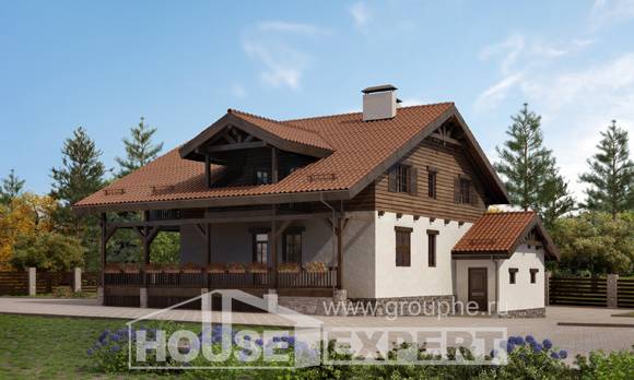 255-002-Л Проект двухэтажного дома мансардный этаж и гаражом, огромный дом из бризолита Усть-Каменогорск, House Expert